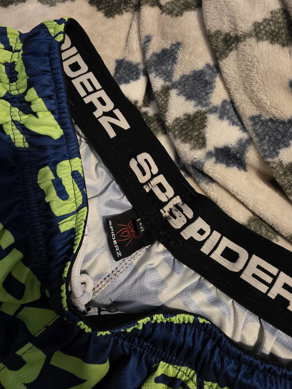 Spiderz Men’s Navy Blue & Neon Green Athletic Shorts